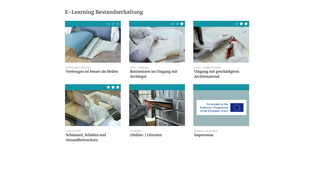 Screenshot einer Webseite mit einem e-Learning Kurs zum Thema Bestandserhaltung