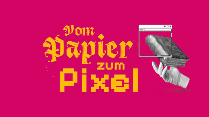 Headergrafik mit der Aufschrift vom Pixel zum Papier